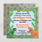 恐竜の誕生日のパーティの招待状 招待状 (正面/裏面)