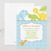 恐竜の誕生日のパーティの招待状 招待状 (正面/裏面)