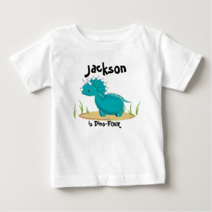 恐竜の誕生日のワイシャツ4歳 ベビーTシャツ