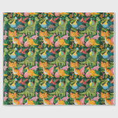 恐竜の誕生日の名前と年齢のギフトをパーソナライズ ラッピングペーパー (フラット)