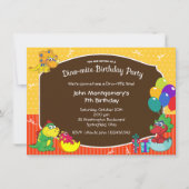 恐竜の誕生日の強打の衣裳のパーティー 招待状 (正面)