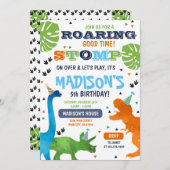 恐竜の誕生日の招待がドキドキする 招待状 (正面/裏面)