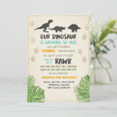 恐竜の誕生日の招待の恐竜のパーティーの招待 招待状 (スタンド正面)