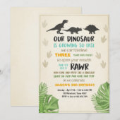 恐竜の誕生日の招待の恐竜のパーティーの招待 招待状 (正面/裏面)