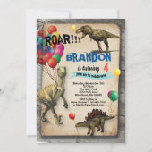 恐竜の誕生日の招待の素朴なリアル 招待状 (正面)