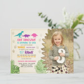 恐竜の誕生日の招待ガールドラノスパーティー 招待状 (スタンド正面)