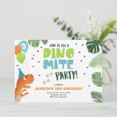 恐竜の誕生日の招待ディノダニTレックスパーティー 招待状 (スタンド正面)