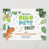 恐竜の誕生日の招待ディノダニTレックスパーティー 招待状 (正面/裏面)