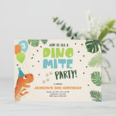 恐竜の誕生日の招待ディノダニTレックスパーティー 招待状 (スタンド正面)