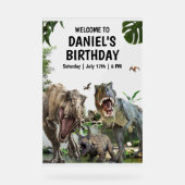 恐竜の誕生日の招待ディノTレックス誕生日 アクリルサイン (正面)