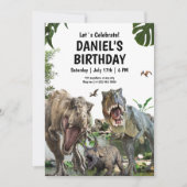 恐竜の誕生日の招待ディノTレックス誕生日 招待状 (正面)