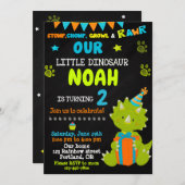 恐竜の誕生日の招待恐竜のパーティー招待状 招待状 (正面/裏面)