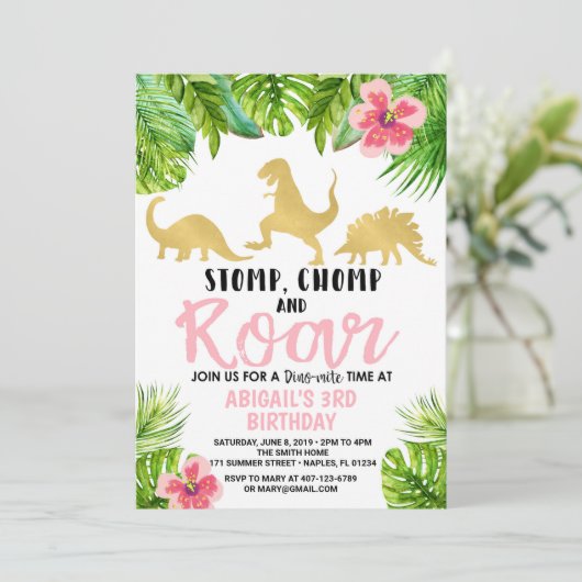 恐竜の誕生日の招待状のディーノの招待状 招待状 (スタンド正面)