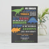 恐竜の誕生日の招待状の男の子の黒板 招待状 (スタンド正面)