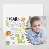 恐竜の誕生日の招待状ディノ·パーティー·ボーイ 招待状 (正面/裏面)