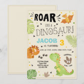 恐竜の誕生日の招待状ディノ·パーティー·ボーイ 招待状 (正面/裏面)