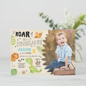 恐竜の誕生日の招待状ディノ·パーティー·ボーイ 招待状 (スタンド正面)