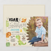 恐竜の誕生日の招待状ディノ·パーティー·ボーイ 招待状 (正面/裏面)