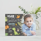 恐竜の誕生日の招待状ディノ·パーティー·ボーイ 招待状 (スタンド正面)