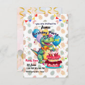 恐竜の誕生日の招待状 サンキューカード (正面/裏面)