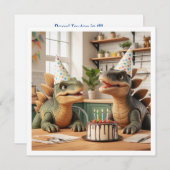 恐竜の誕生日の招待状、ステゴサウルス 招待状 (正面/裏面)