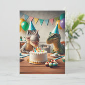 恐竜の誕生日の招待状、パートナー用 シーズンカード (スタンド正面)