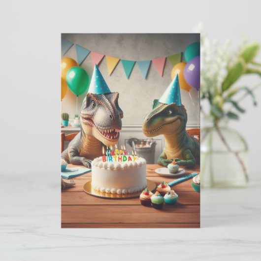 恐竜の誕生日の招待状、パートナー用 シーズンカード (スタンド正面)