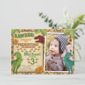 恐竜の誕生日の招待状、Tレックスの招待状 招待状 (スタンド正面)