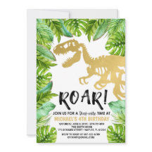 恐竜の誕生日の招待、ディノパーティーボーイ