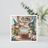 恐竜の誕生日の招待、Tレックスパーティー動物 招待状 (スタンド正面)