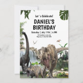 恐竜の誕生日の招待Tレックス誕生日パーティー 招待状 (正面)