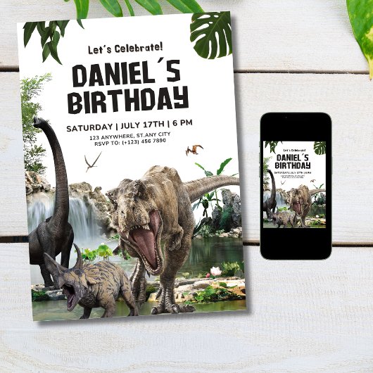 恐竜の誕生日の招待Tレックス誕生日パーティー 招待状