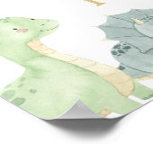 恐竜の誕生日の最初の年の写真マイルストーンのサイン ポスター (角)