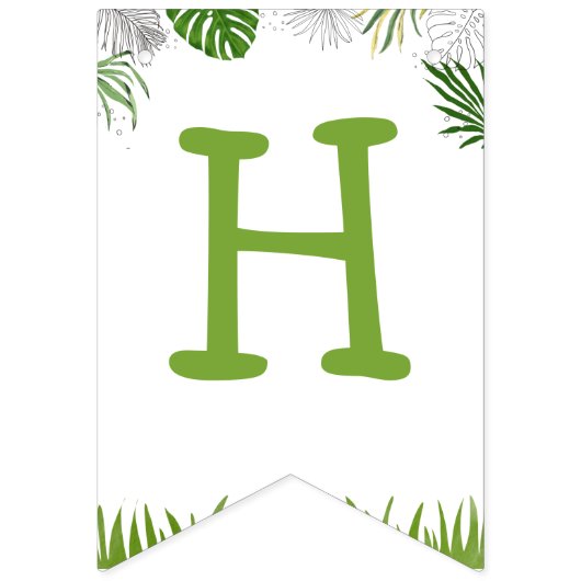 恐竜の誕生日の水色は緑の黄色 バンティングフラッグ (第2の旗)