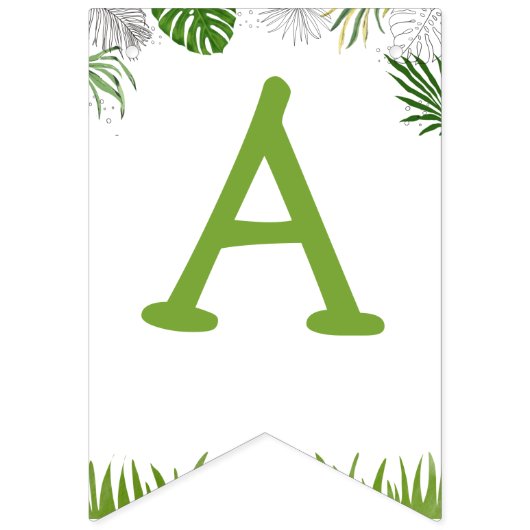 恐竜の誕生日の水色は緑の黄色 バンティングフラッグ (第3の旗)