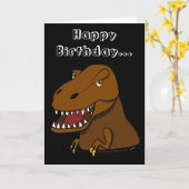 恐竜の誕生日の漫画のTyrranosaurusのおもしろいなレックス カード (黄色い花)