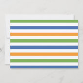 恐竜の誕生日の男の子の緑のオレンジ色の写真 招待状 (裏面)