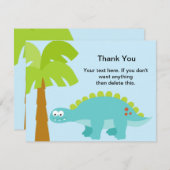 恐竜の誕生日の男の子は感謝していしています サンキューカード (正面/裏面)