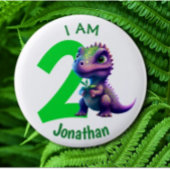 恐竜の誕生日の緑 缶バッジ