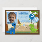 恐竜の誕生日への招待（写真） 招待状 (正面/裏面)