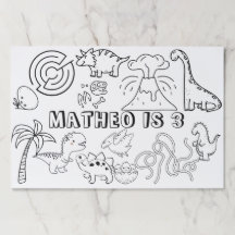 恐竜の誕生日アクティビティプレイスマット