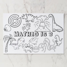 恐竜の誕生日アクティビティプレイスマット ペーパーパッド