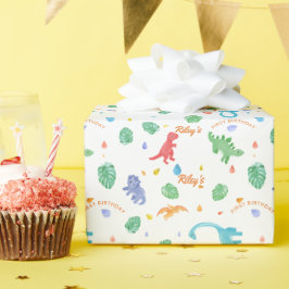 恐竜の誕生日カラフルかわいい ラッピングペーパー