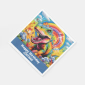 恐竜の誕生日カラフル スタンダードランチョンナプキン (角)