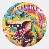 恐竜の誕生日カラフル ラウンドシール (正面)