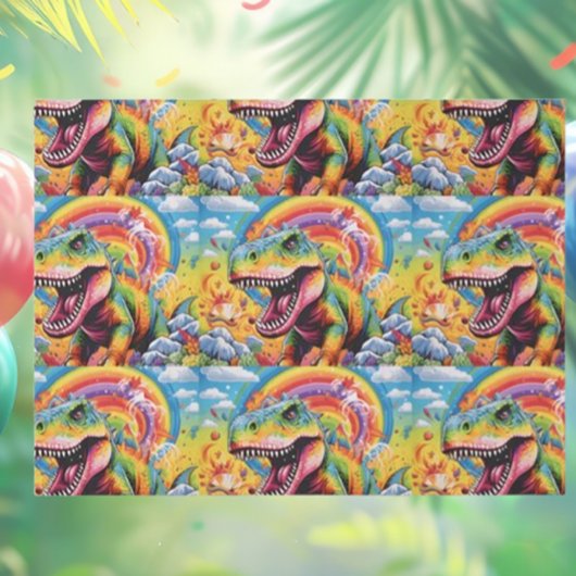 恐竜の誕生日カラフル 薄葉紙