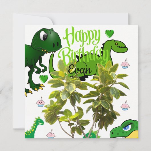 恐竜の誕生日カードの招待状 ハッピーバースデー 招待状 (正面)