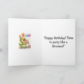 恐竜の誕生日カード - 「恐竜のようにパーティしよう」 カード (内部)