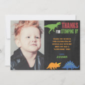 恐竜の誕生日サンキューカードと写真 招待状 (正面)