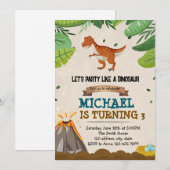 恐竜の誕生日シャワーの招待状 招待状 (正面/裏面)